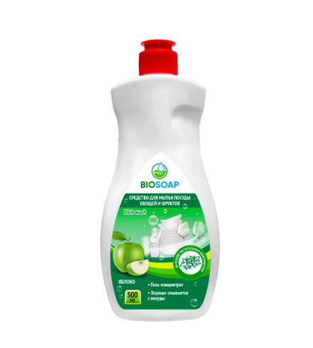 Средство для мытья посуды, овощей и фруктов BIOSOAP, Яблоко, Артикул 9141205 (500 мл).
