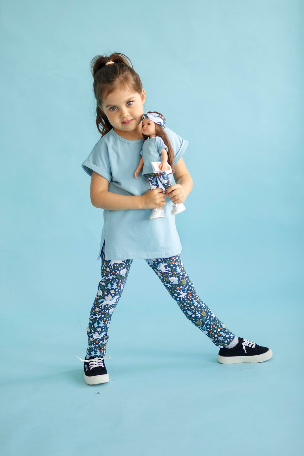 Костюм футболка с леггинсами, цвет «Голубой с единорогами»