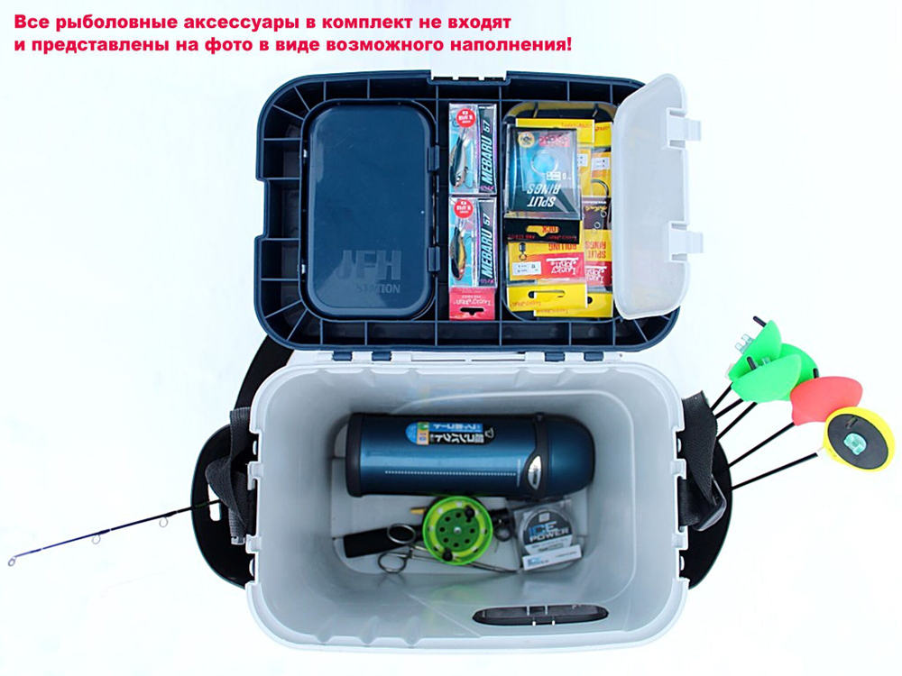 Ящик рыболовный зимний Salmo 2-х ярусный(из 5-ти частей) пластиковый39.5x24.5x38см сер.