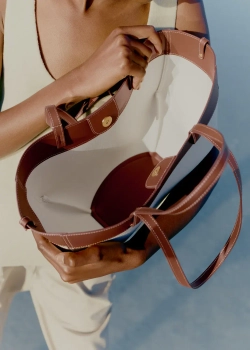 POLENE СУМКА CYME MINI, КОНЬЯЧНЫЙ КАНВАС