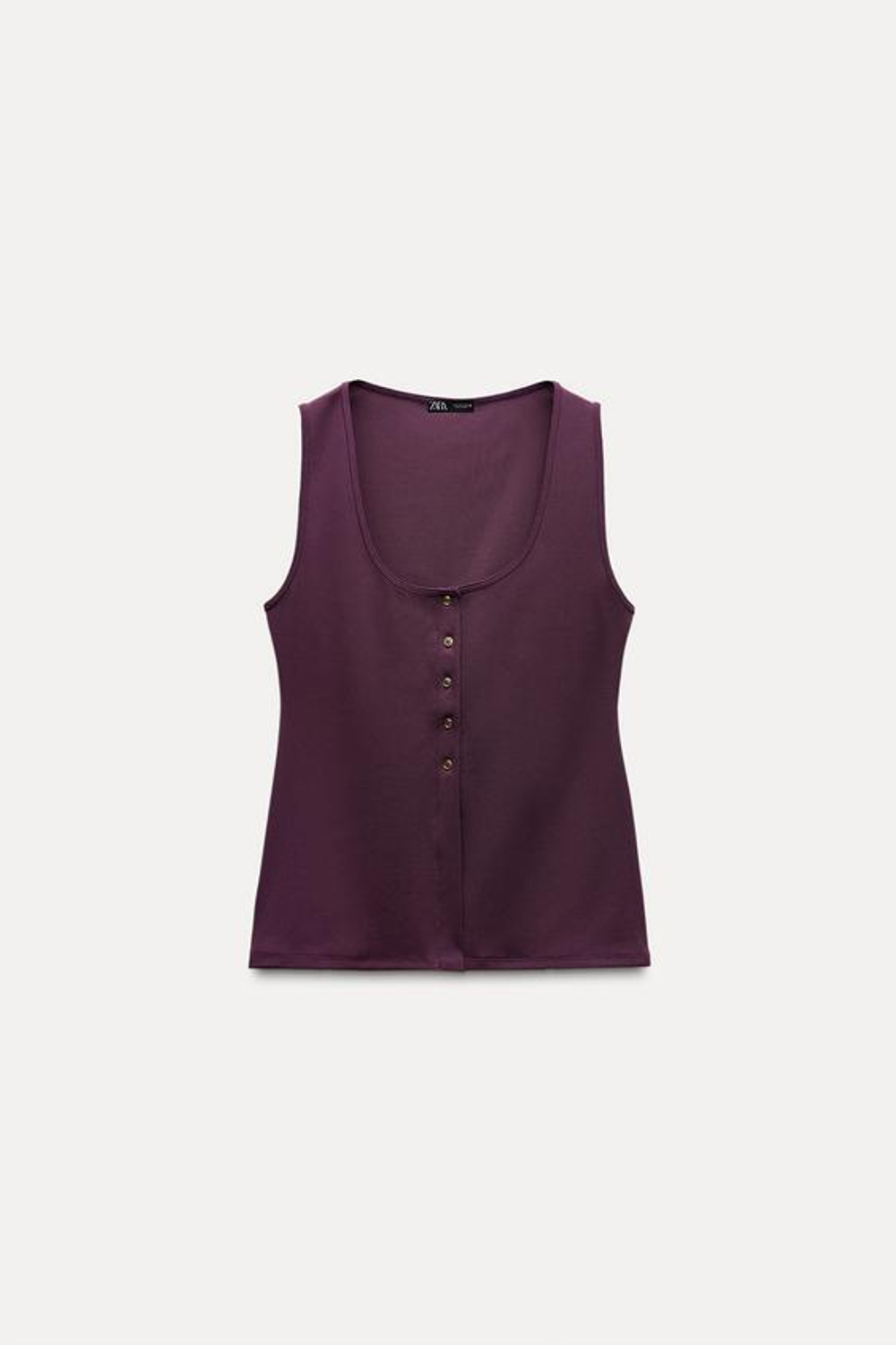 ZARA ТОП В РУБЧИК С ПУГОВИЦАМИ, БОРДОВЫЙ