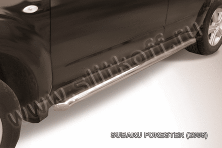 Пороги из нержавейки Subaru Forester (2007-2013) d57 труба (черный цвет)