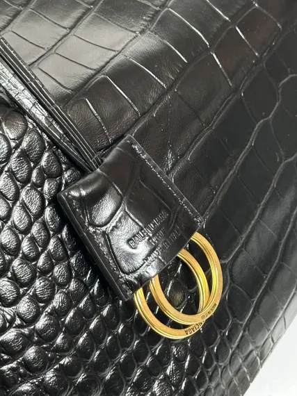 BALENCIAGA RODEO HANDBAG с крокодиловым тиснением, черная