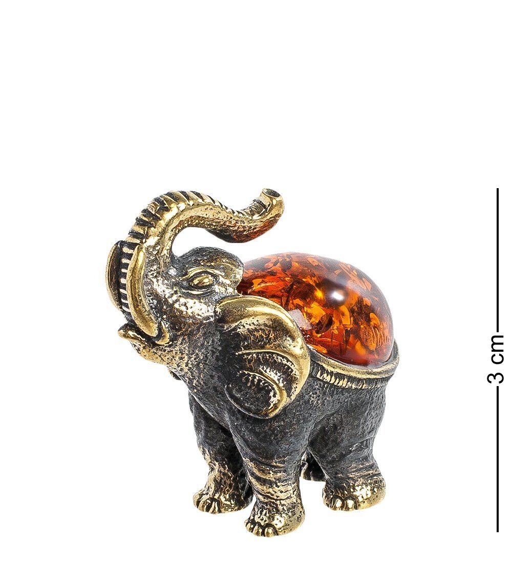 AM- 548 Фигурка «Слон идущий» (латунь, янтарь)
