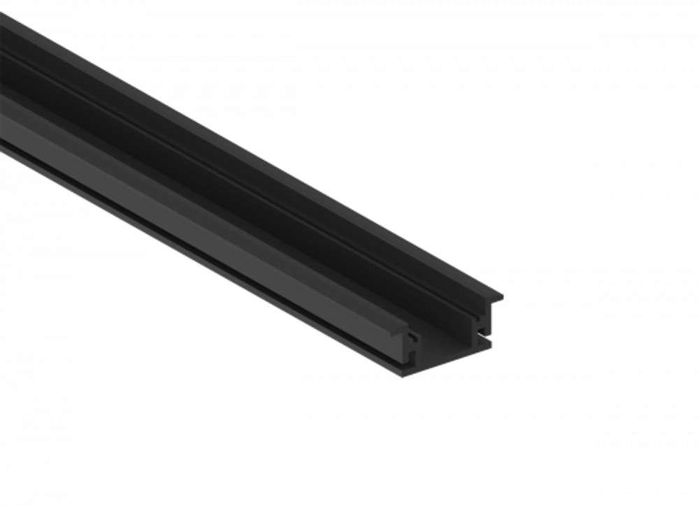 Врезной алюминиевый профиль в пол,   27х11х2000. Цвет: Черный матовый,  RAL9005, Серия:DN8ALE