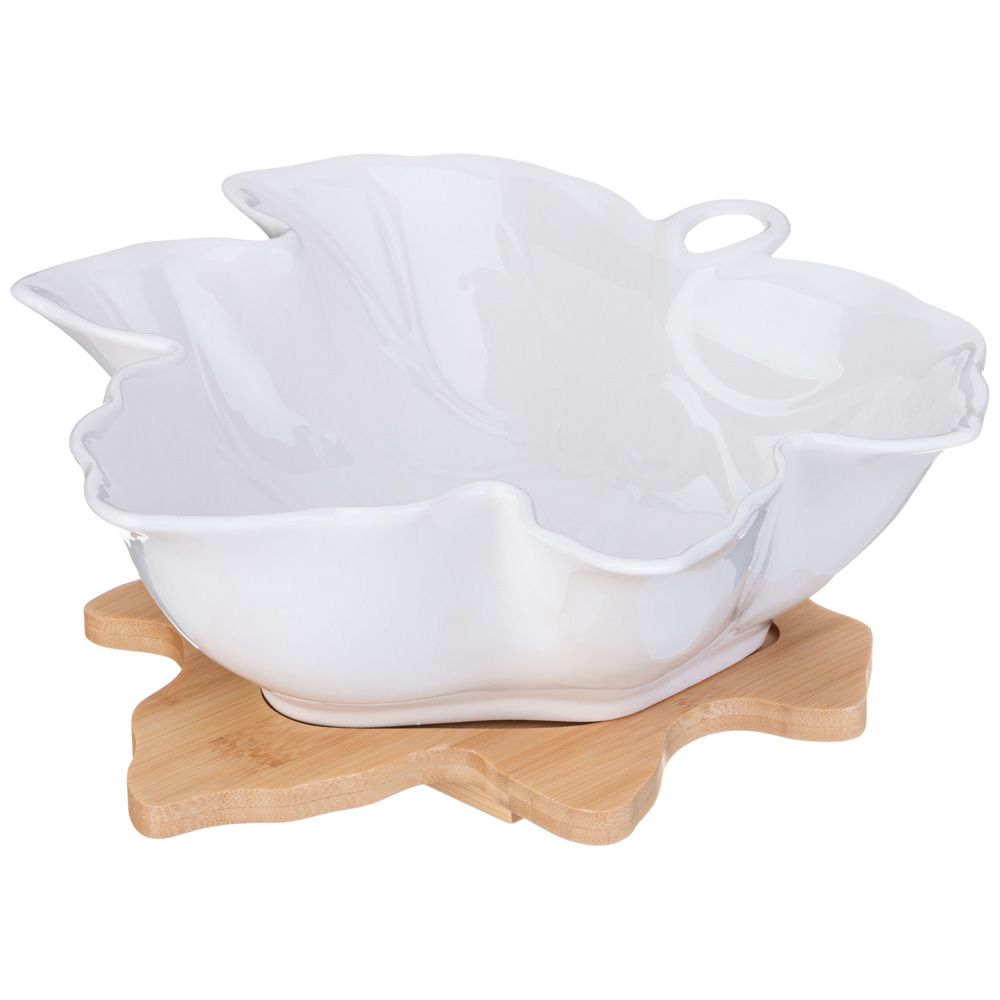 САЛАТНИК LEFARD "NATIVE" 24 СМ С ЛОЖКОЙ И ВИЛКОЙ НА ДЕРЕВ. ПОДСТАВКЕ (КОР=6ШТ.)