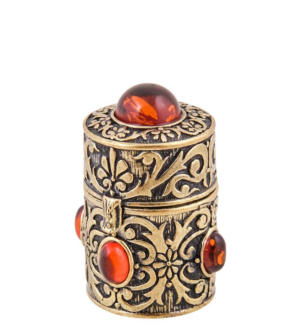 Народные промыслы AM-3786 Шкатулка для наперстков (латунь, янтарь)