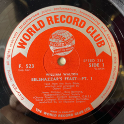 Винтажная виниловая пластинка LP Walton, Sir Malcolm Sargent / James Milligan / The Royal Liverpool Philharmonic Orchestra Belshazzar's Feast (Англия 1966)