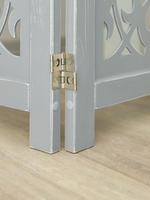 Ширма деревянная резная "Узоры", 4 створки, серая состаренная 1800*2000 мм