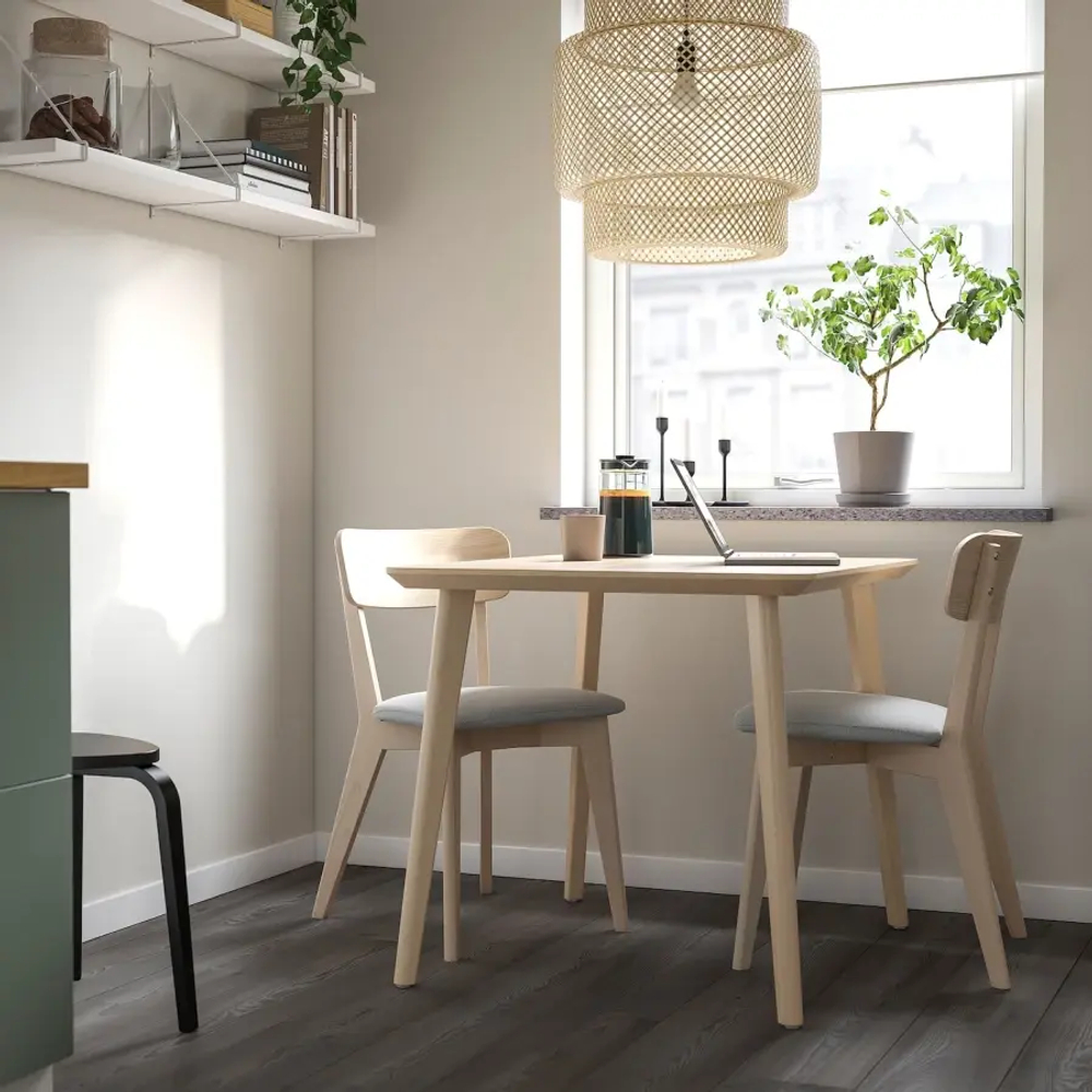 Стол и 2 стула - LISABO IKEA/ ЛИСАБО ИКЕА,  88х78 см,   под беленый дуб