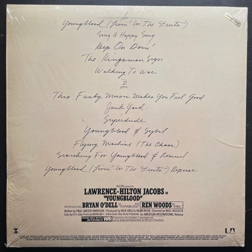 War ‎– Youngblood - Original Motion Picture Soundtrack (США 1978г.)