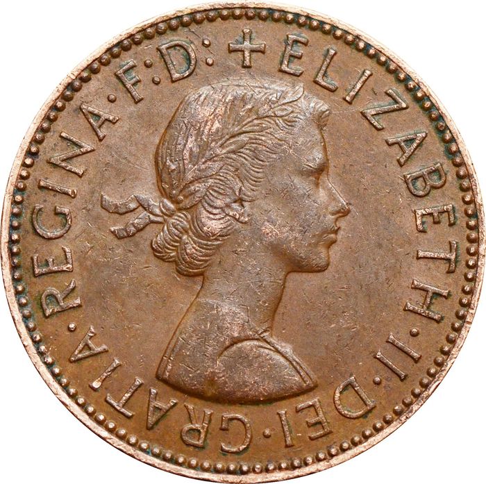 1/2 пенни 1954-1970 Великобритания XF