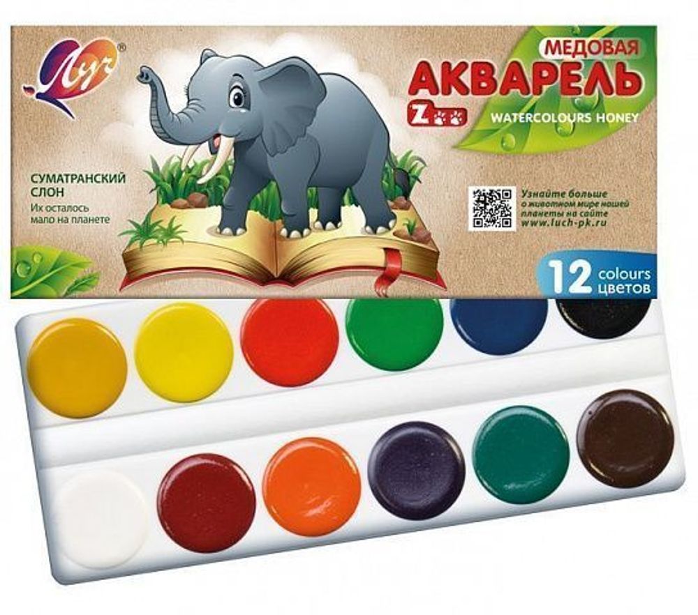 Акварель ZOO 12 цв. без кист. карт.уп.