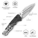 Складной туристический нож TRIVISA Intruder-03BW клинок 14C28N рукоять G10 и титан (черный)