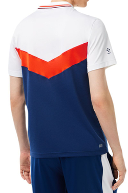 Мужское теннисное поло Lacoste Tennis x Daniil Medvedev Seamless Effect Polo Shirt - navy blue/orange/white
