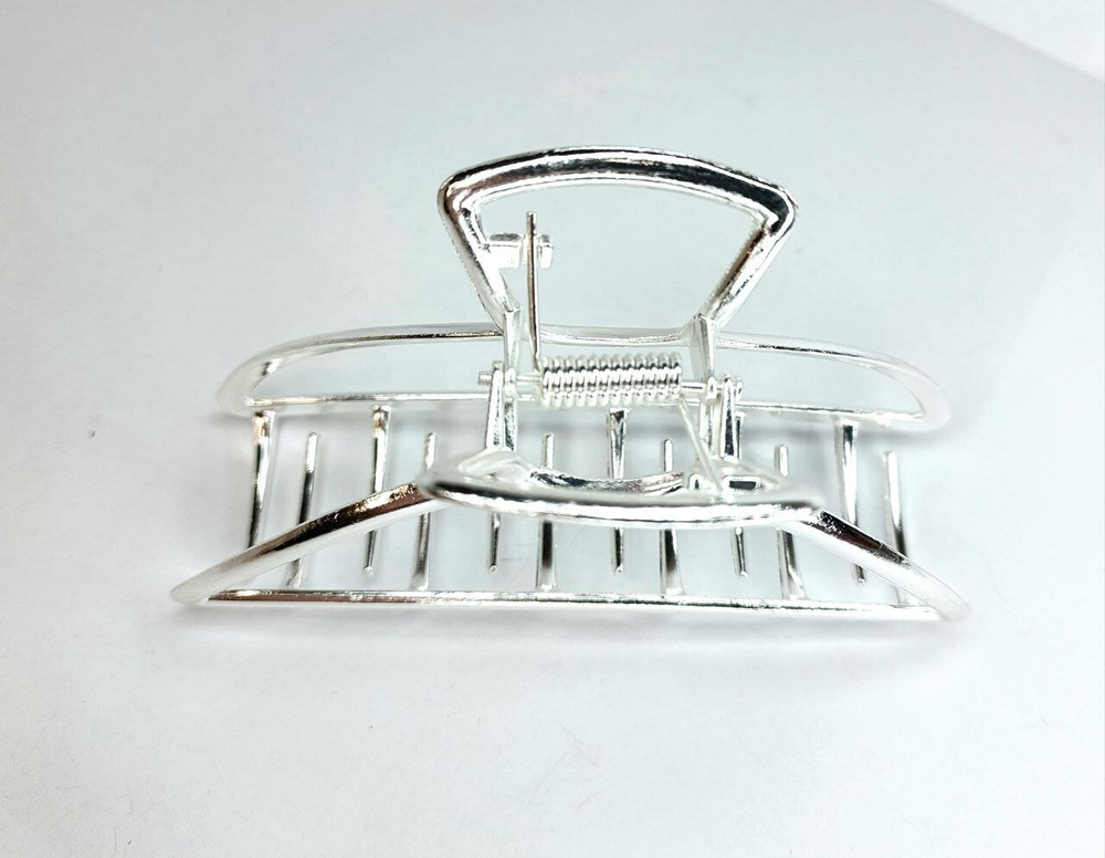 Заколка Краб для волос. Полукруглая. Металл. Цвет серебро