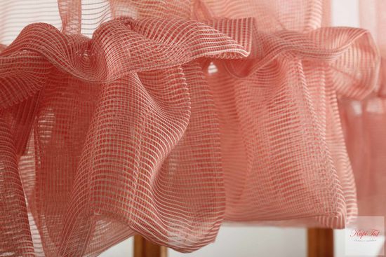 Короткий тюль-арка с рюшами. Клайм (брусничный)