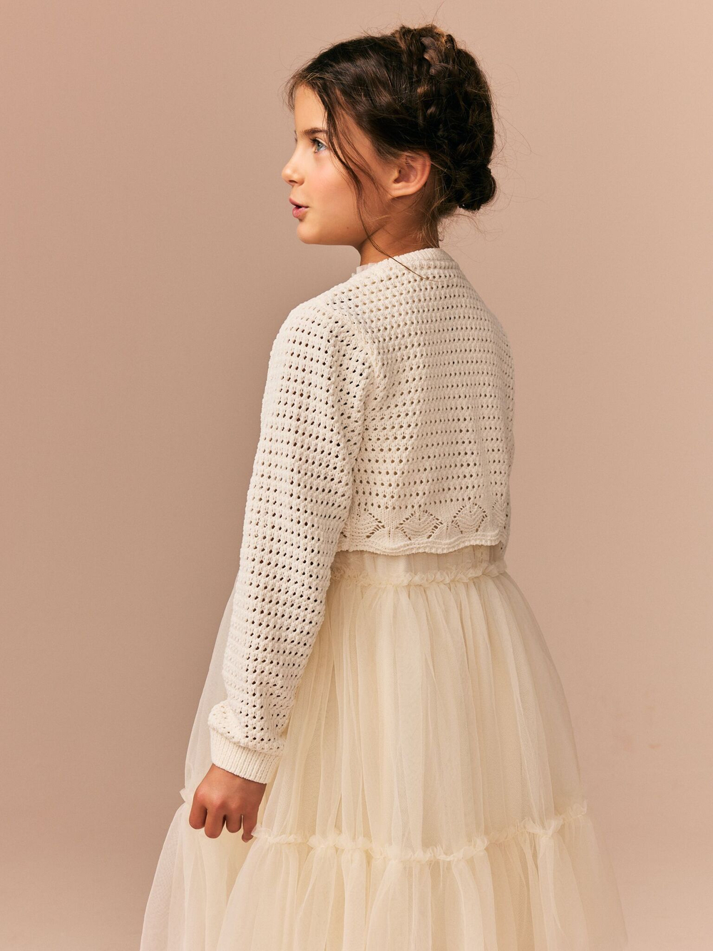 Кардиган вязаный для девочки Next E25-051, Кремовый