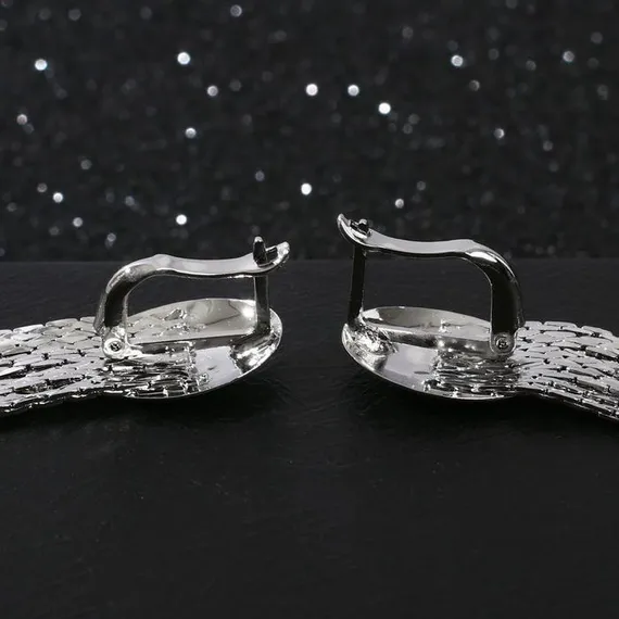 Серьги висячие &quot;Голливуд&quot; овал и нити, цвет серебро