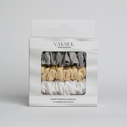 Набор резинок для волос "Medium" айвори, серый, золотистый