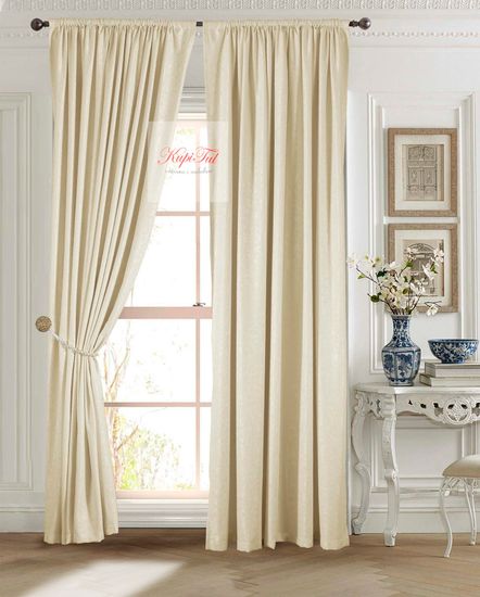 Длинные шторы. Луи (топлёное молоко). Шторы из стриженного бархата