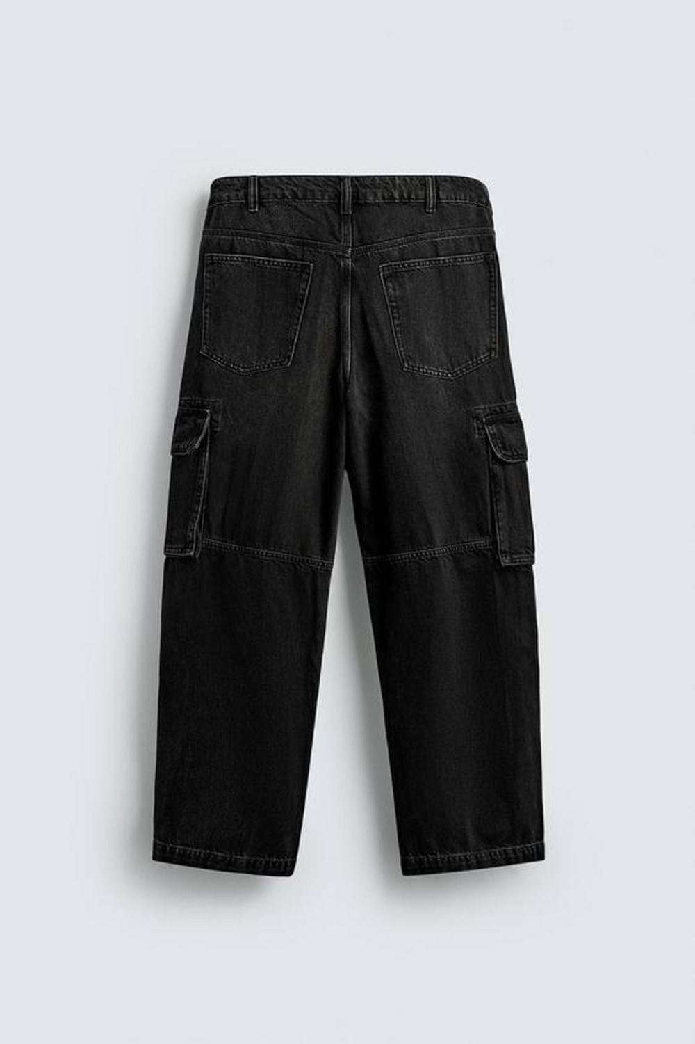 ZARA ДЖИНСЫ-КАРГО ПРЯМОГО КРОЯ, ЧЕРНЫЙ