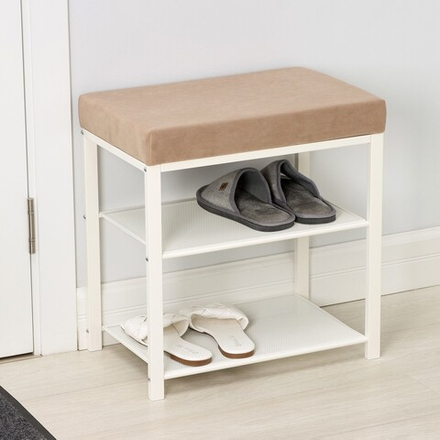 Банкетка "Торонто 13S" цвет каркаса белый, цвет сиденья бежевый