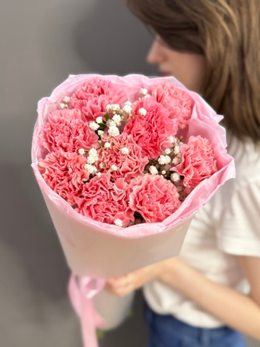 Букет из 9 розовых диантусов