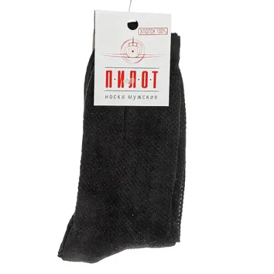 Носки мужские ПИЛОТ хлопок, сетка, цвет чёрный, р. 29