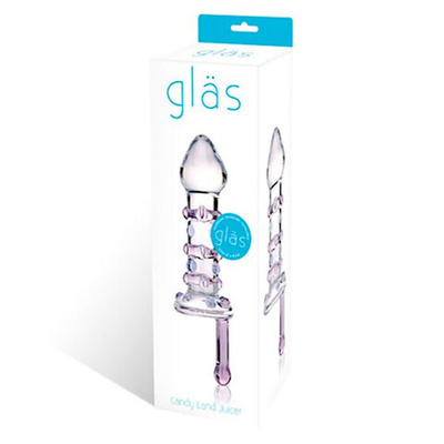 Небольшой стеклянный фаллос с ручкой Candy Land (Цвет: прозрачный)