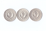 Набор из 10 копеек 1925г. 3 шт. Брак. Наплывы,пузыри,зачиска.непрочекан. XF