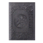 Обложка для паспорта, натур. кожа, черная, тиснение блинтовое, "ПАСПОРТ-РОССИИ-ГЕРБ"