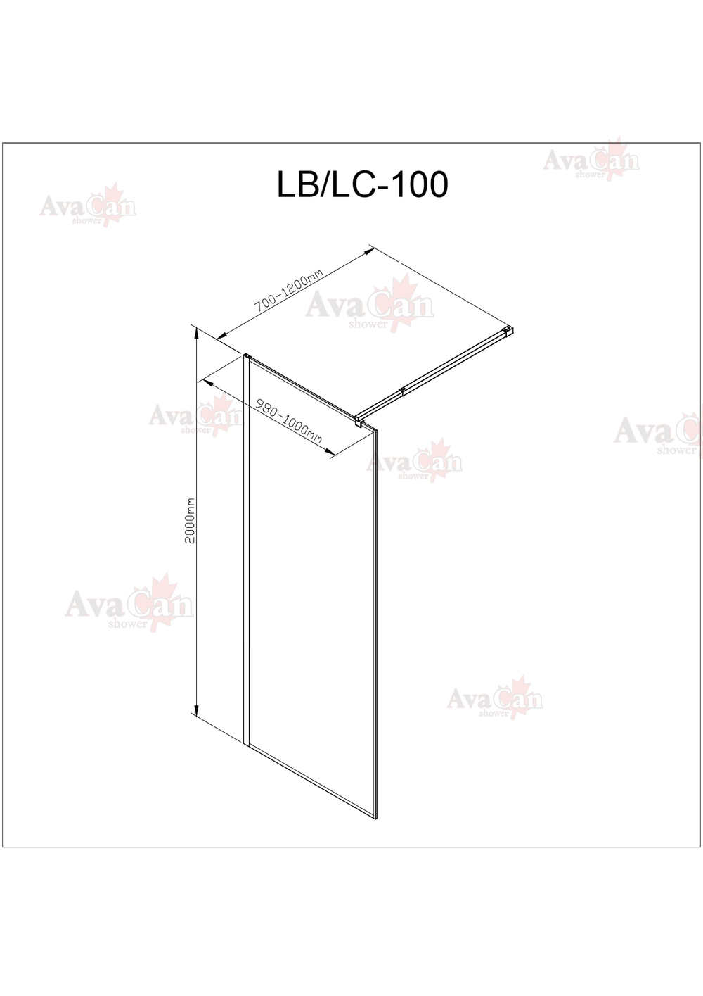 Душевая перегородка AvaCan LB 100 MT