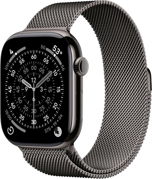 Умные часы Apple Watch Series 11 46 мм из титана серого цвета, миланский сетчатый браслет серого цвета (S/M)