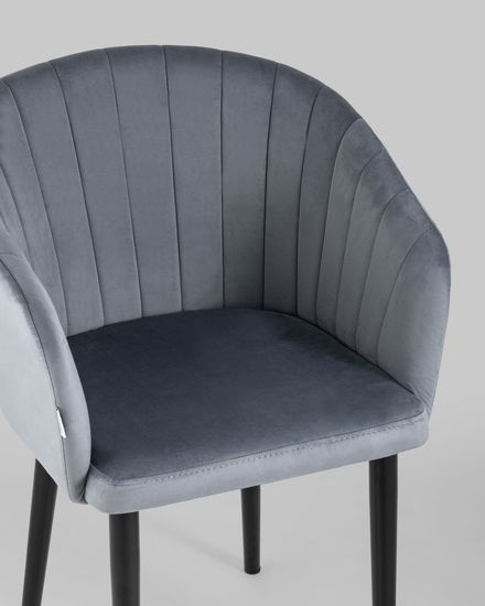Стул с подлокотниками Нейтон велюр серый