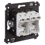 Выключатель двухклавишный в стену, "Avanti", "Ванильная дымка"