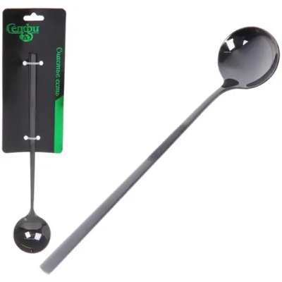 Ложка чайная с длинной ручкой 20см «SERGIO», цвет черный