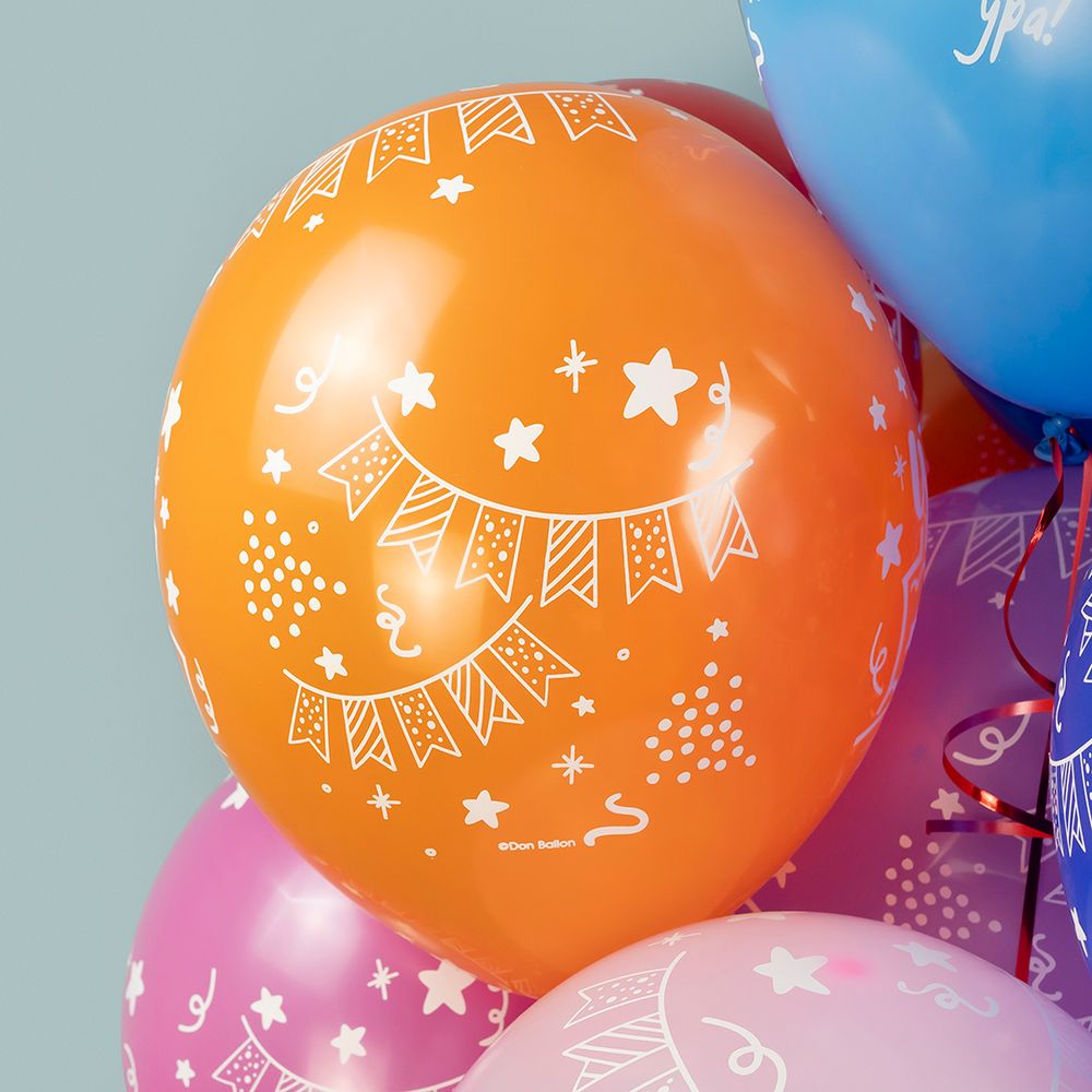 Шар (12''/30 см) С Днем Рождения, Ура!, Ассорти, пастель, 5 ст, 25 шт.