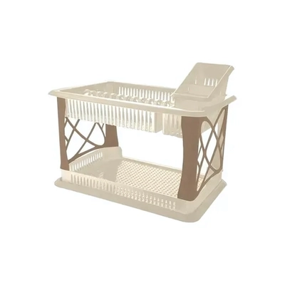 Сушилка для посуды с поддоном 2-х ярусная Bono с сушилкой для столовых приборов Шампань