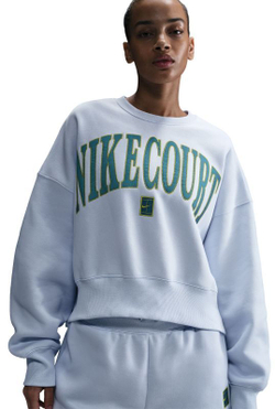 Женская Кофта теннисная Nike Court Phoenix Fleece Oversized Crew-Neck - небесный