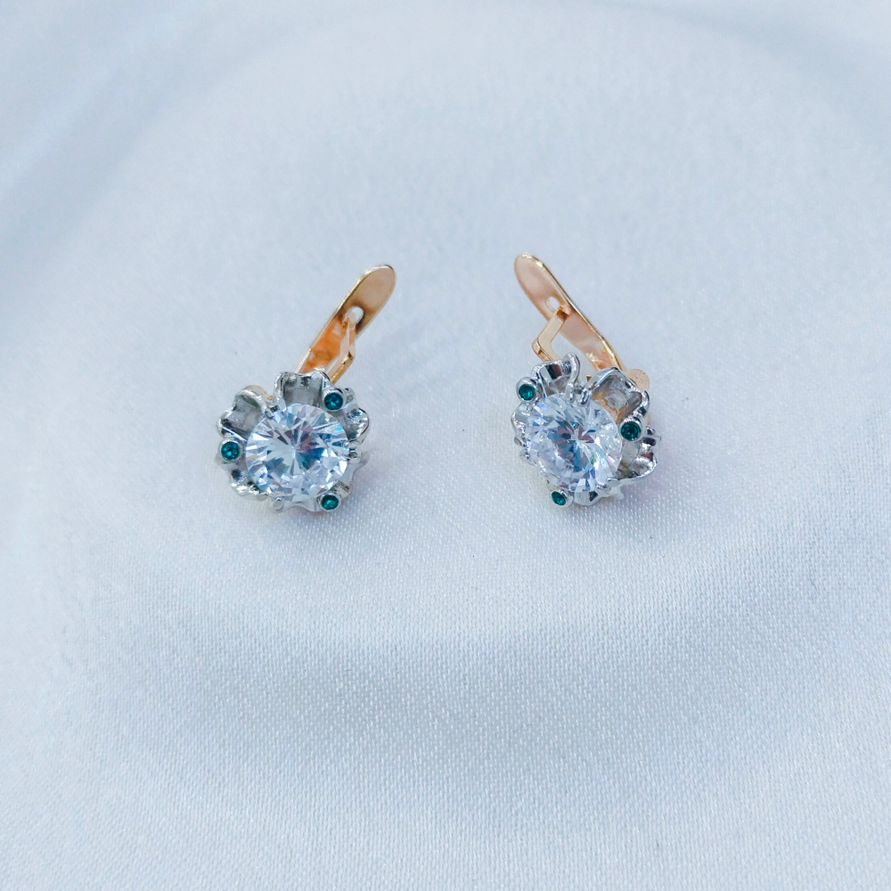 "Дурман" серьги в золотом покрытии из коллекции "Леди" от Jenavi с английским замком