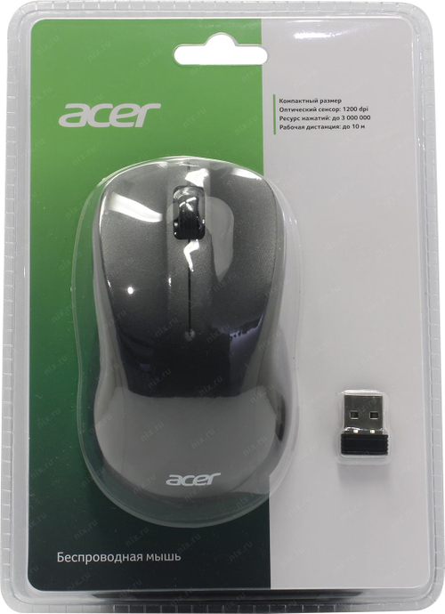 Acer Wireless Optical Mouse OMR302 <ZL.MCECC.01X>  (RTL) USB  3btn+Roll