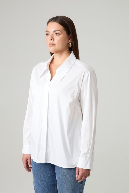 Блузка с отложным воротником из хлопка, белый