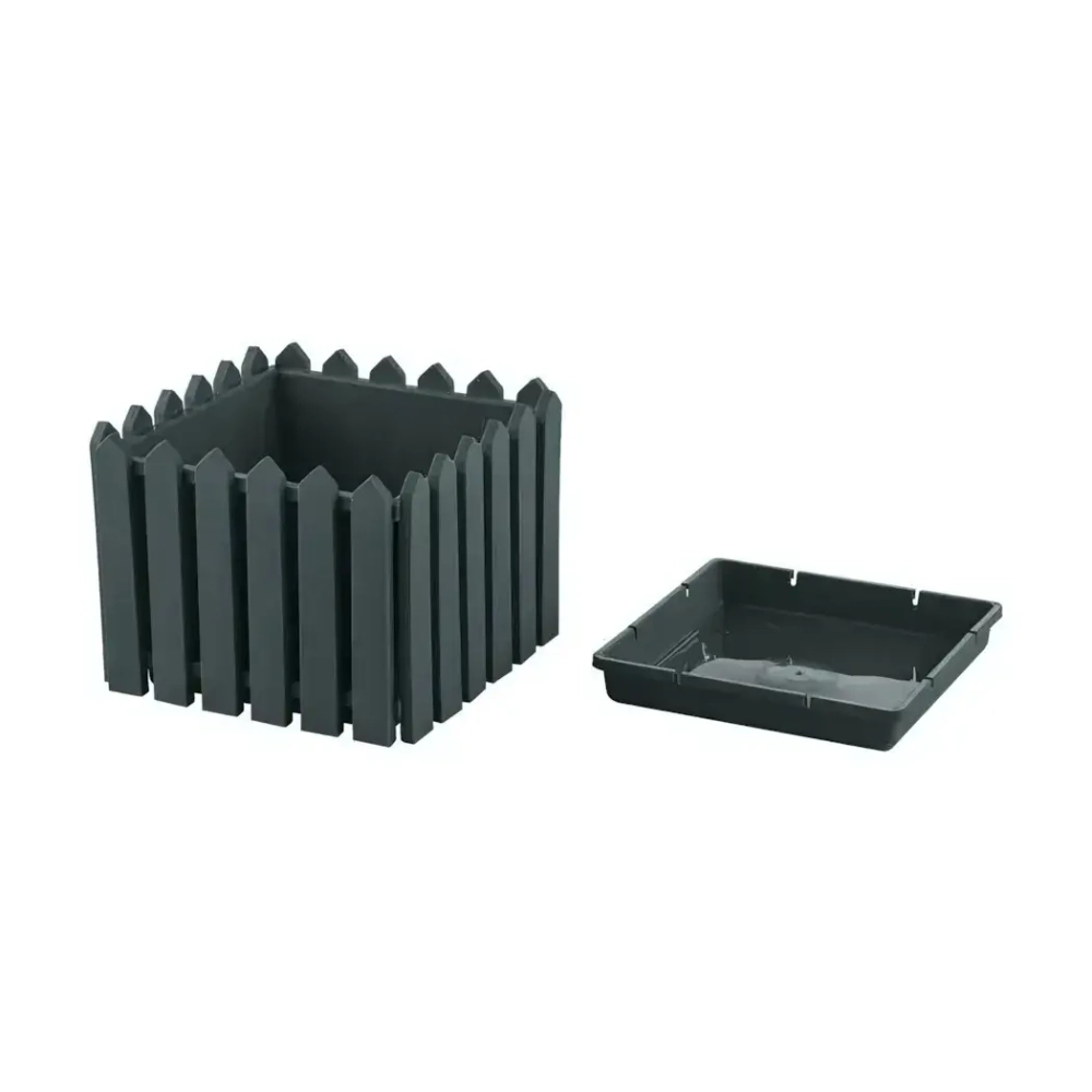 Кашпо Лардо квадратное среднее темно-зеленый 284х218мм