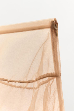 ZARA ЮБКА С ЗАВЯЗКАМИ И СБОРКАМИ ИЗ ОРГАНЗЫ, ЭКРЮ