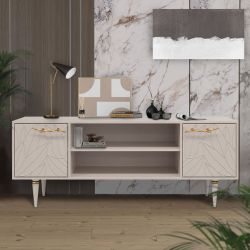 Тумба под ТВ Арт Колор leaves 155см Классик Голд Серый агат