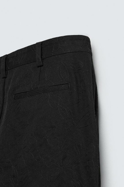 ZARA БРЮКИ С ЦВЕТОЧНОЙ ВЫШИВКОЙ, ЧЕРНЫЙ