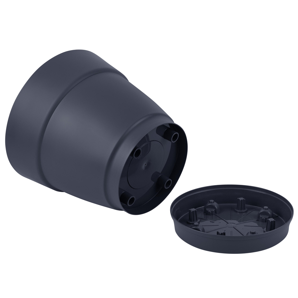 Горшок цветочный Villa de Fiori 20л D360мм, фиксированный поддон, на колесиках, вулканический серый