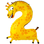 Шар Фольгированный Цифра 2 Жираф (Ассорти)