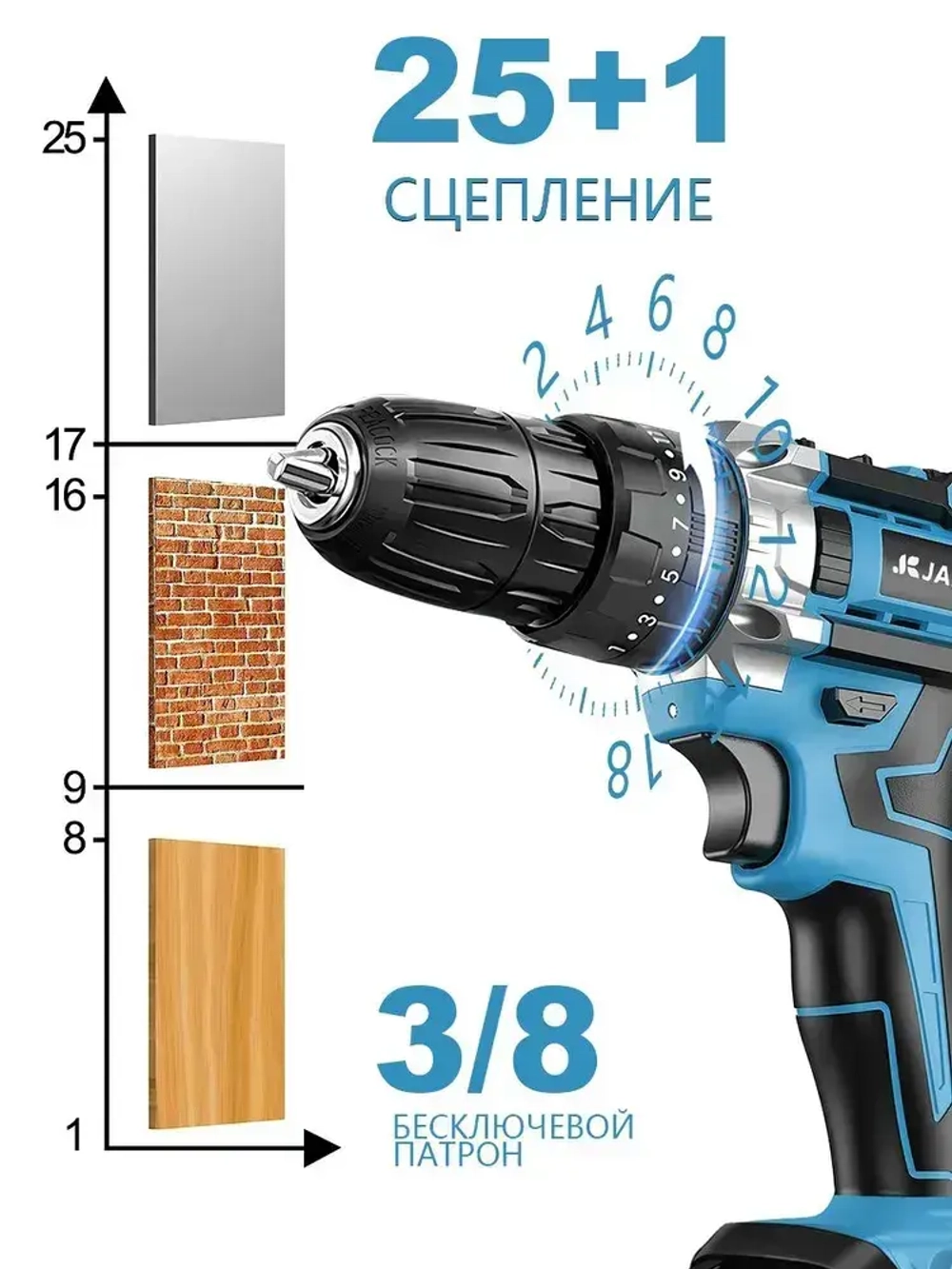 Дрель шуруповерт аккумуляторная 24 В,шуруповерт аккумуляторный бесщеточный,2000мaн,2 АКБ,синий